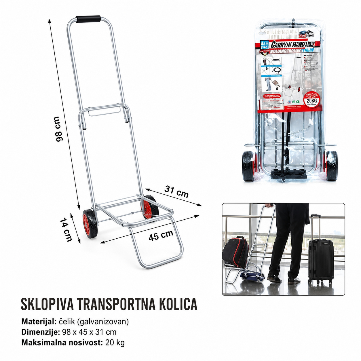 KMT Kolica za prtljag srebrna 2001810