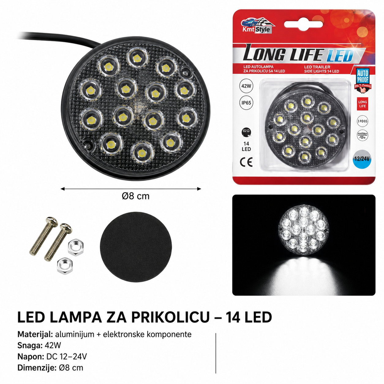 圆形LED爆闪灯14SMD白光