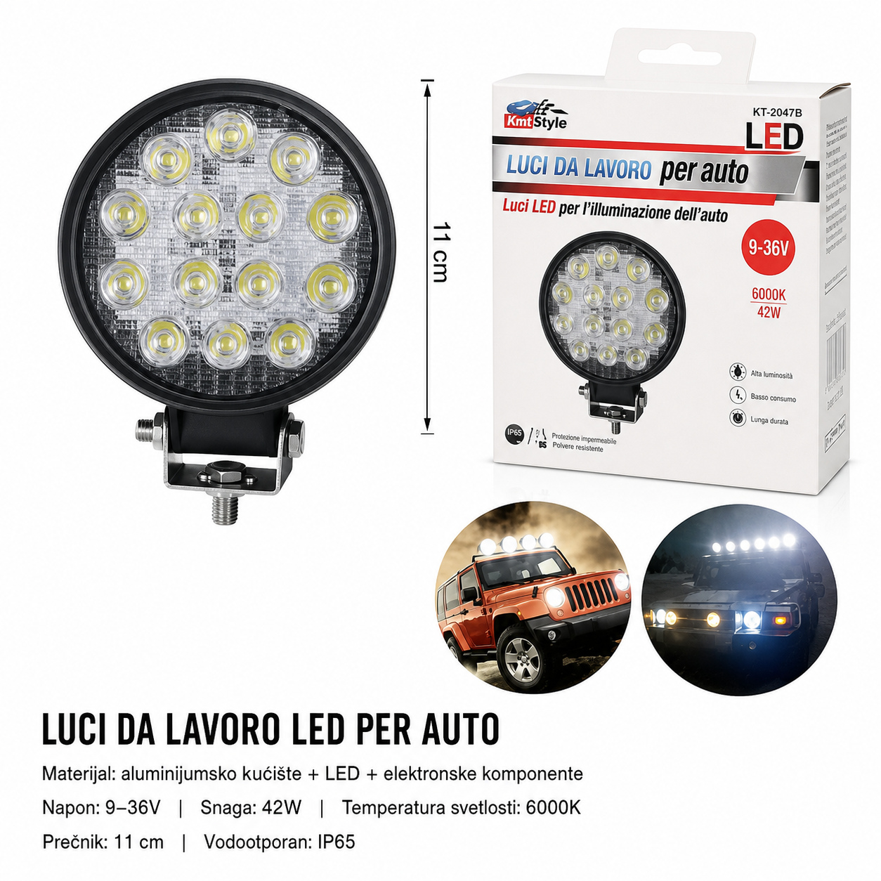 KMT okruglo LED radno svetlo 14SMD bela svetlost 2008773