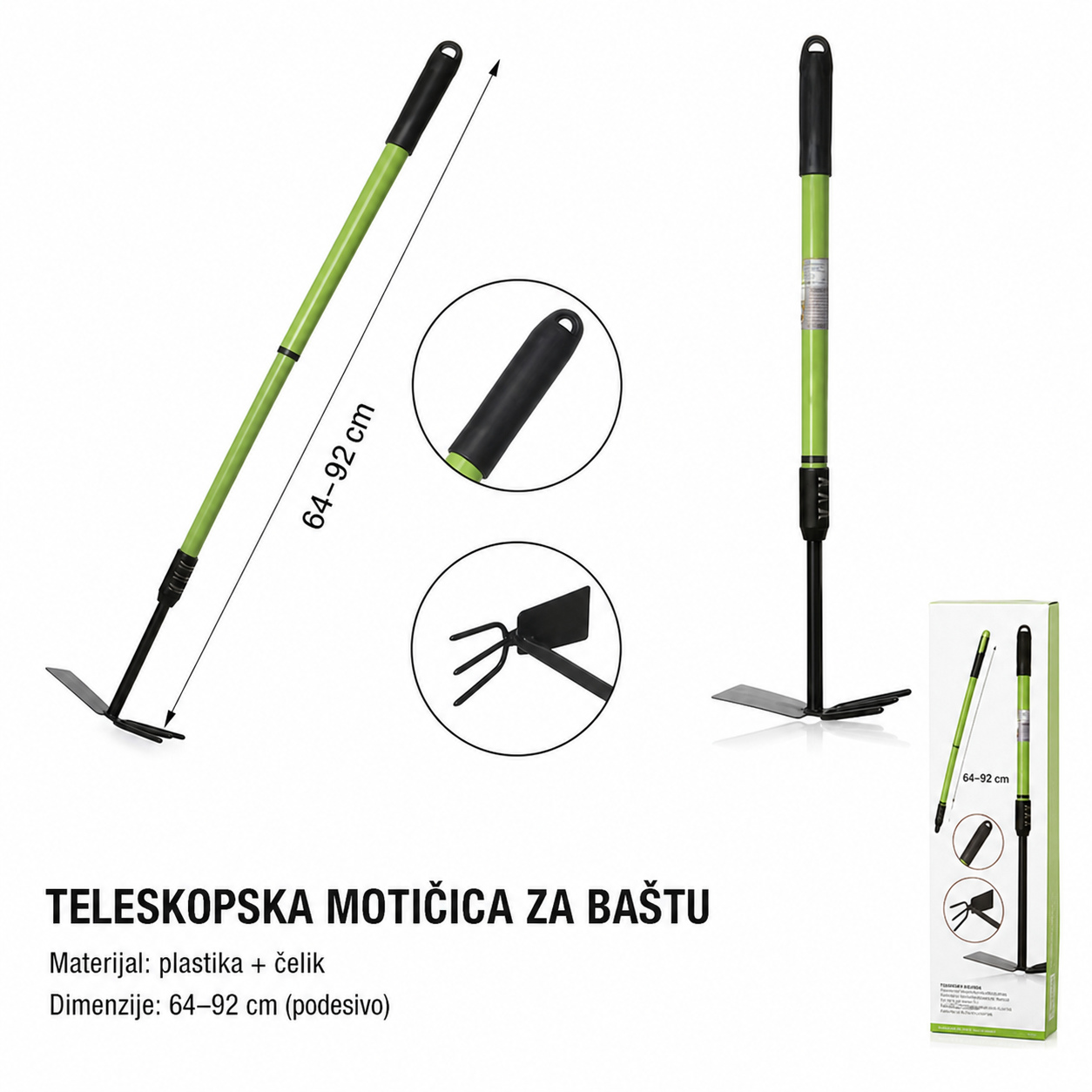 KMT Plastična teleskopska motika sa dugačkom ručkom dvostruke namene 2382125