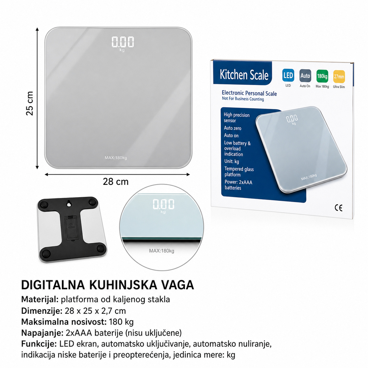 KMT Stakleno telo skale srebrno brušeno 2406875