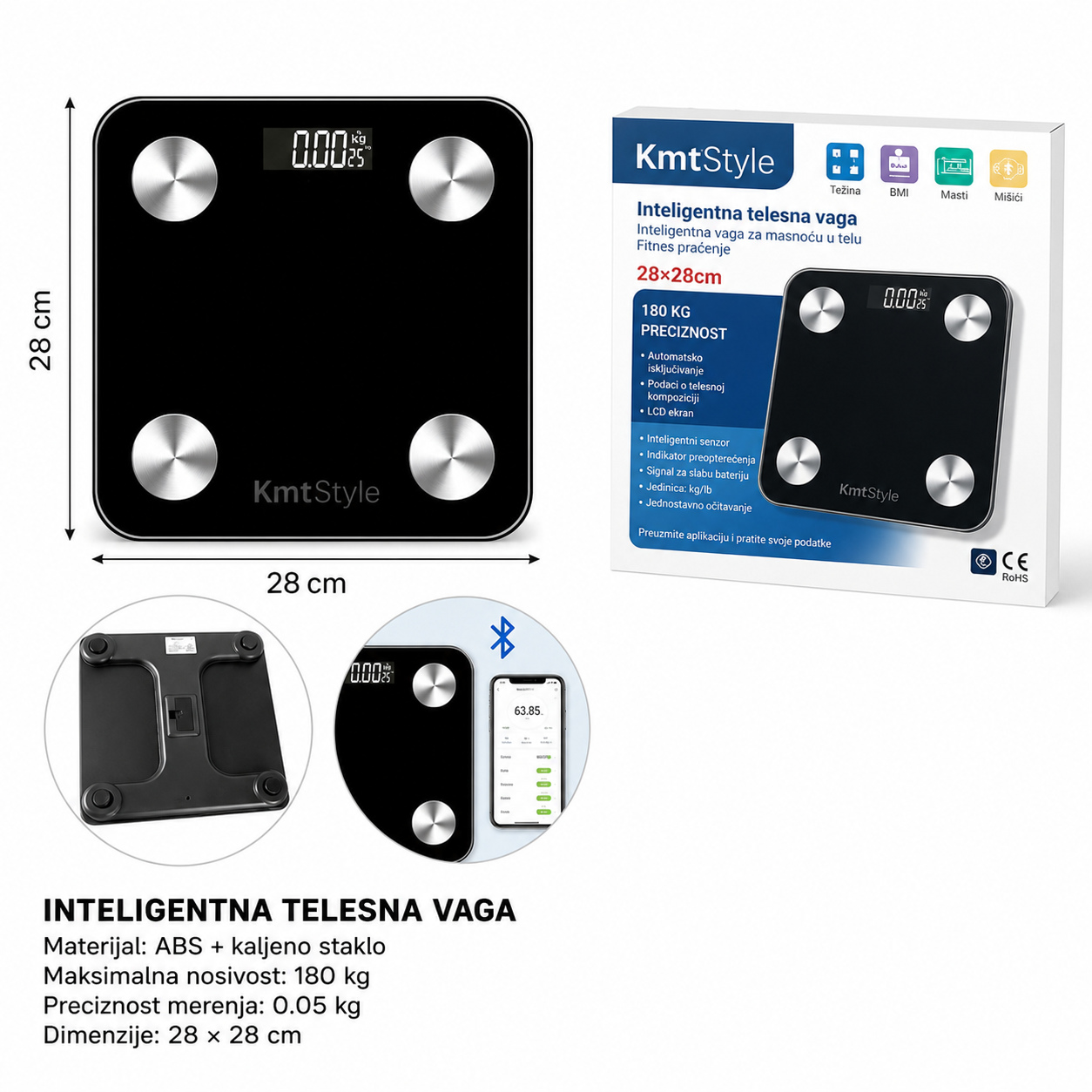 KMT Bluetooth crna mrlja sa skalom telesne masti 2406878