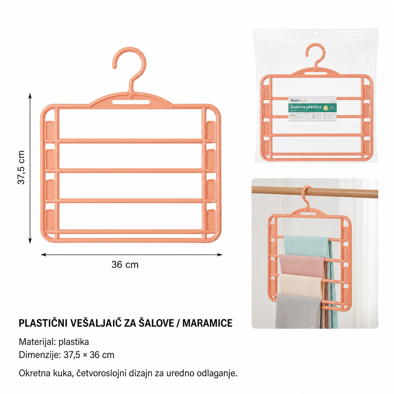 KMT Okretni četvoroslojni plastični stalak za pantalone 2406919-A
