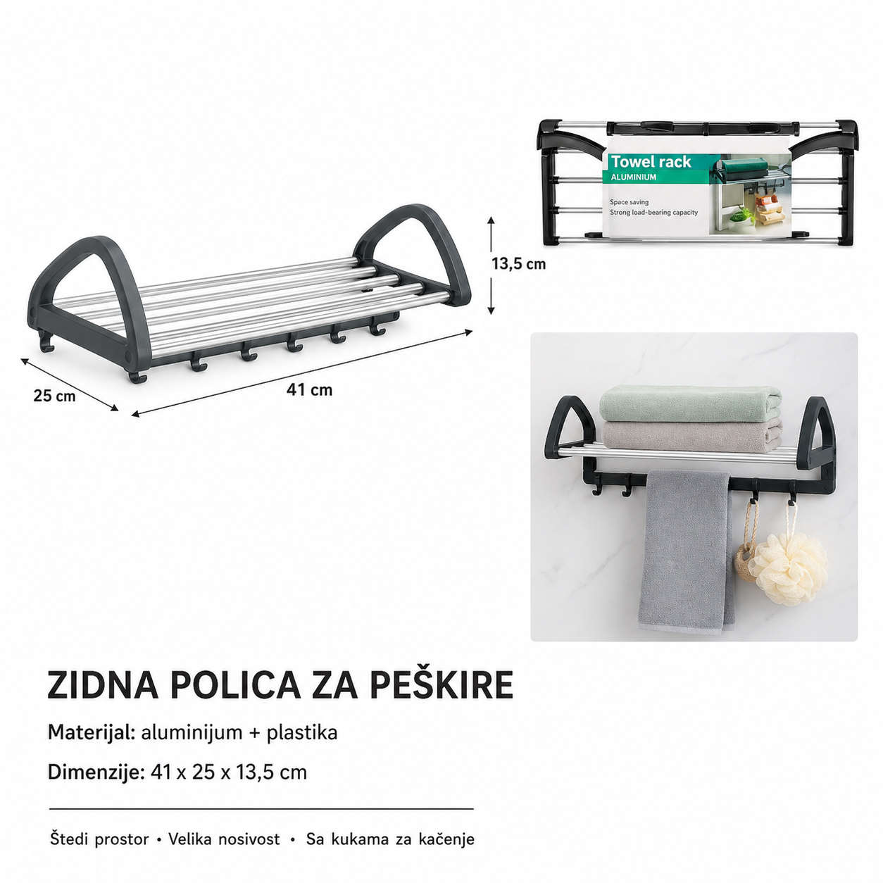 KMT Stalak za sušenje odeće na balkonu od nerđajućeg čelika 2406980