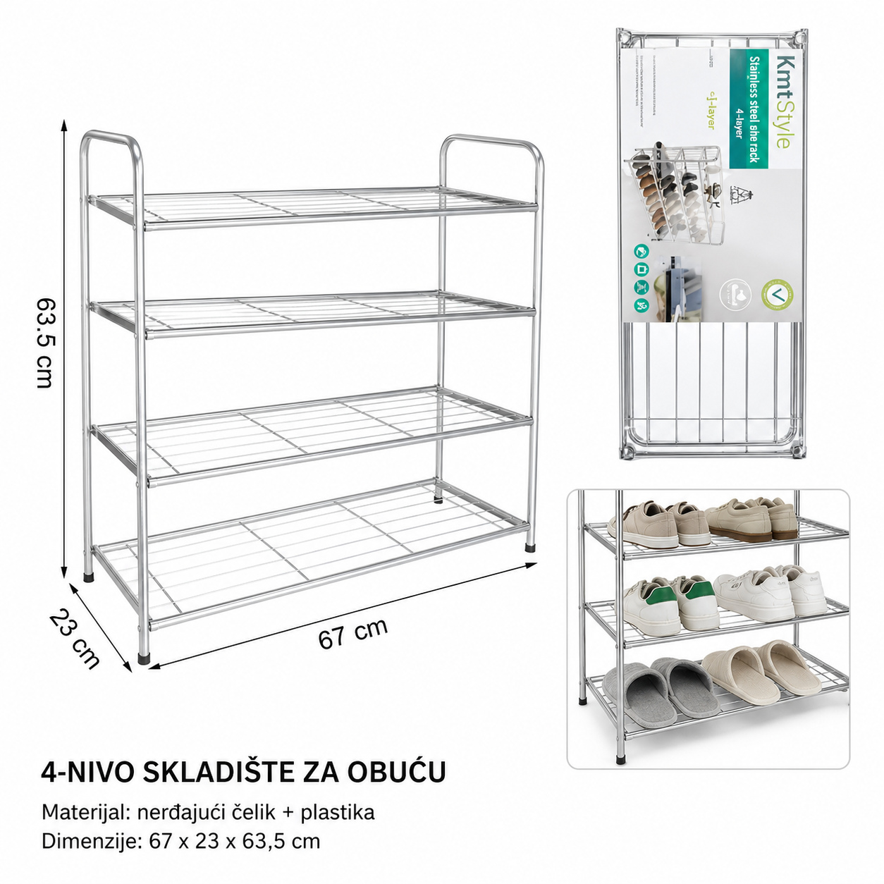 KMT Stalak za cipele od nerđajućeg čelika 4 sloja 2407085