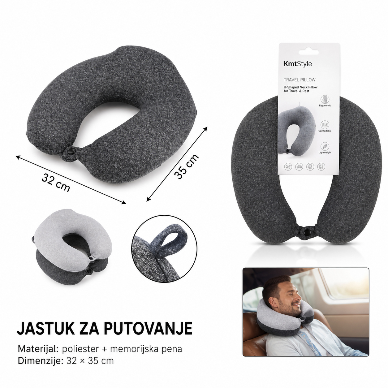 KMT Kopča negativnih jona Jastuk u obliku slova U sa kopčom za užad 2802722