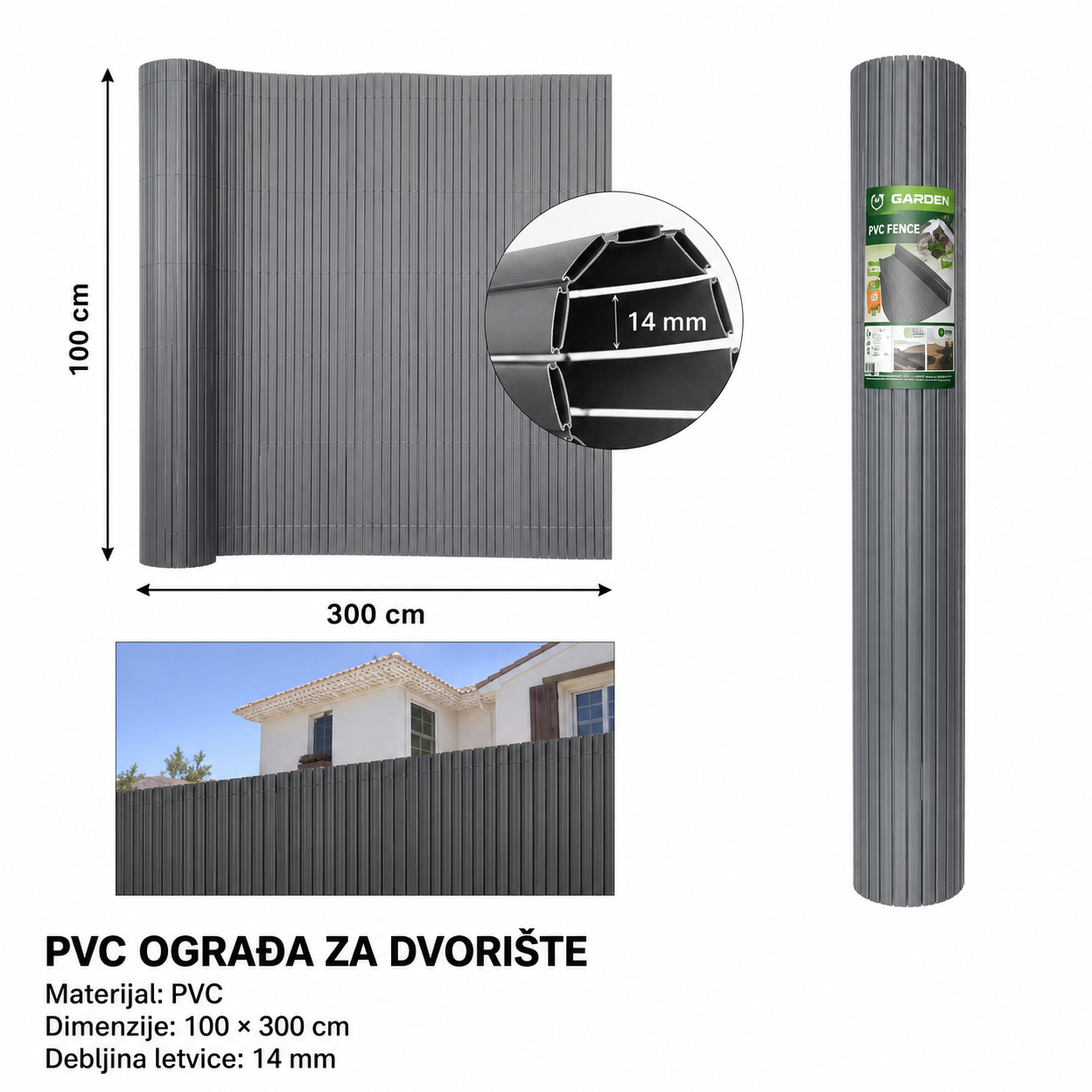 KMT pvc ograda siva 2902521