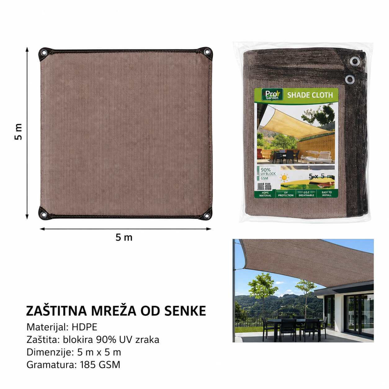 KMT Mreža od suncobrana sa kopčom braon 2902775