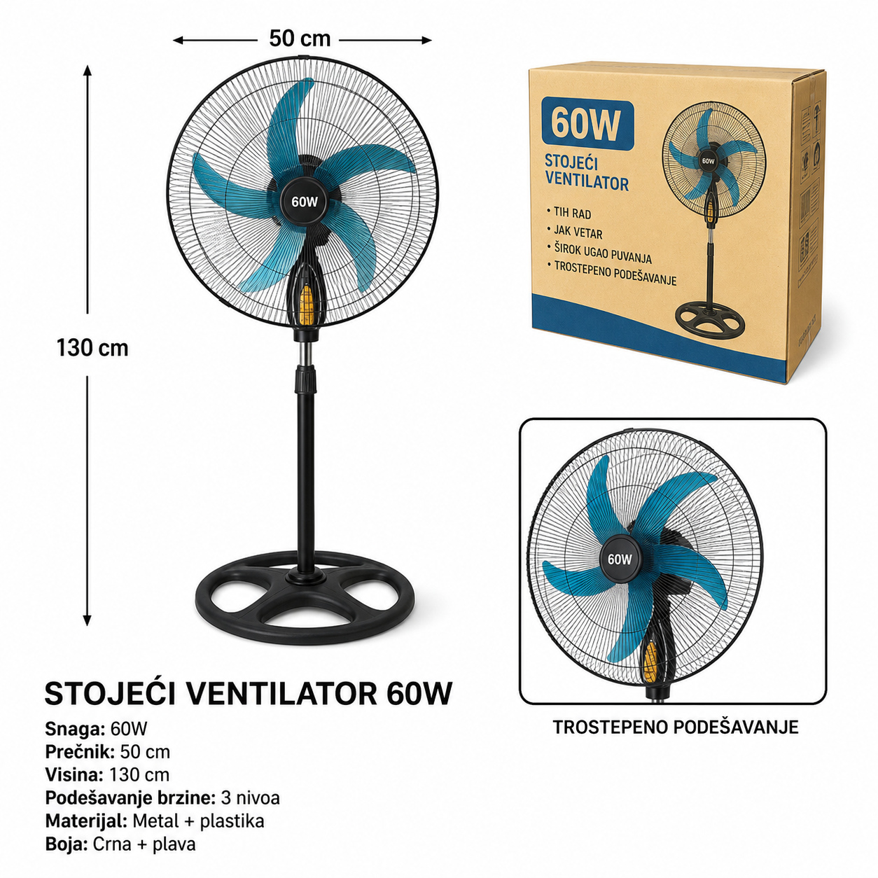 KMT Industrijski podni ventilator 3-u-1 2904511