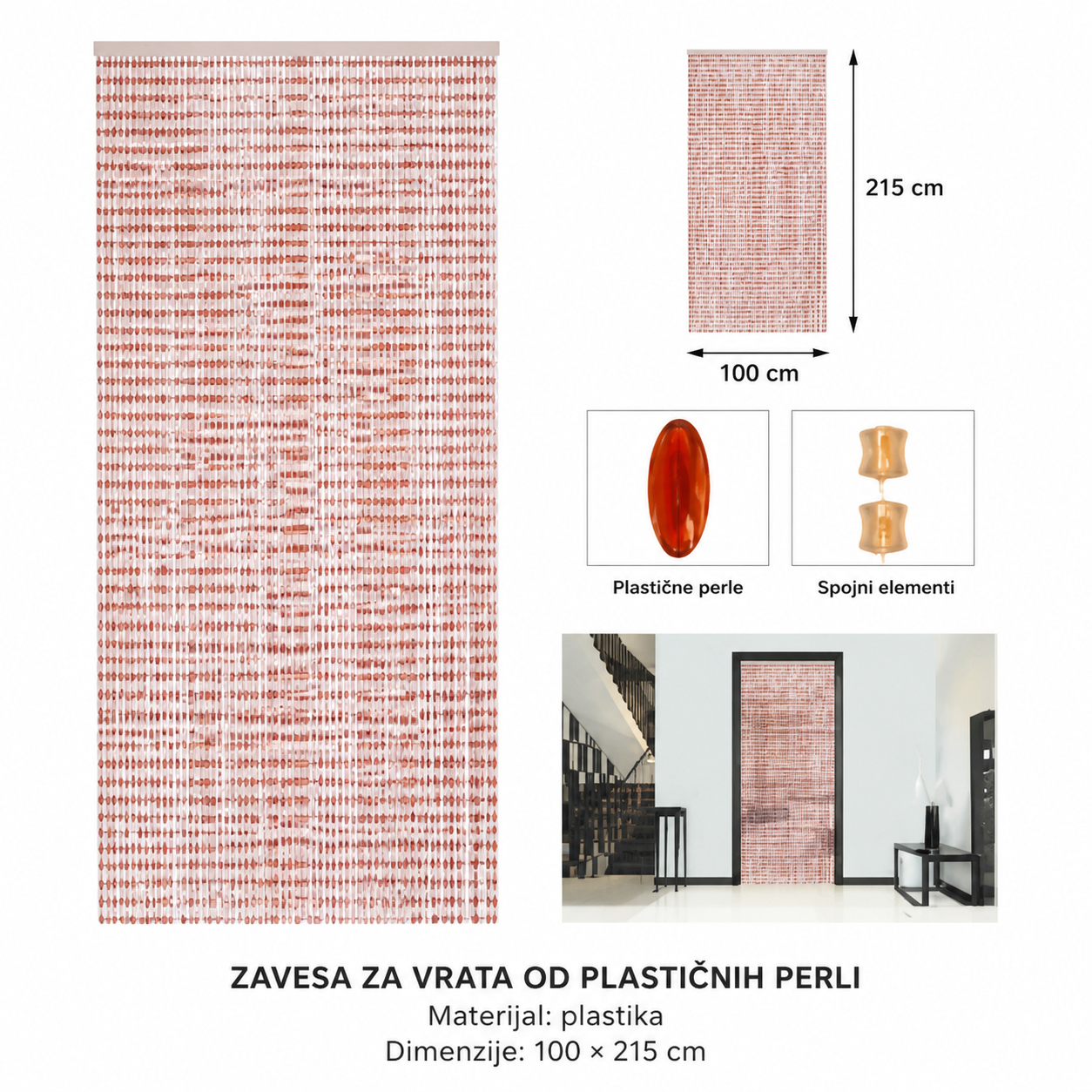 KMT Plastična zavesa od perli 65 kom 296425