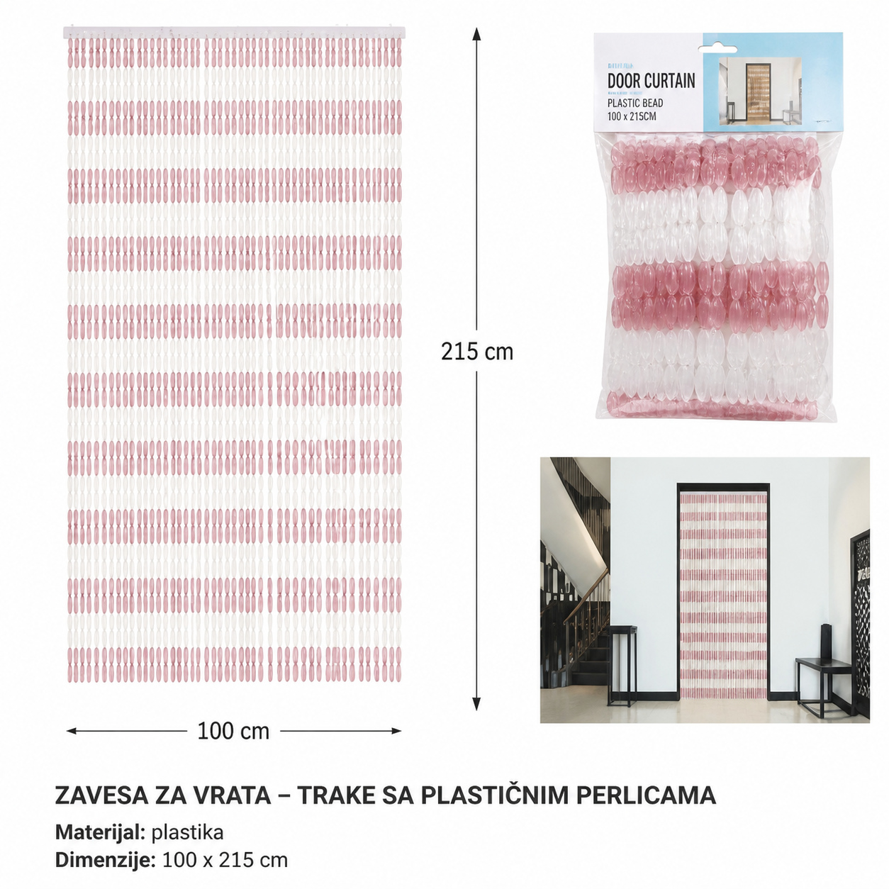 KMT Plastična zavesa od perli 50 kom 296426