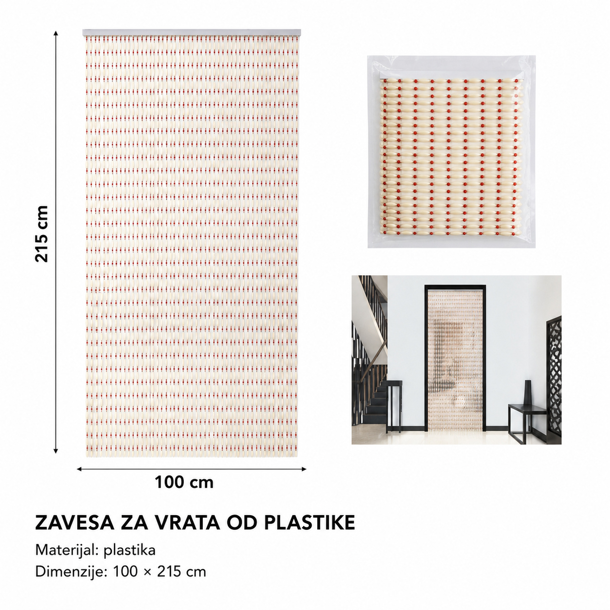 KMT Plastična zavesa od perli 50 kom 296431