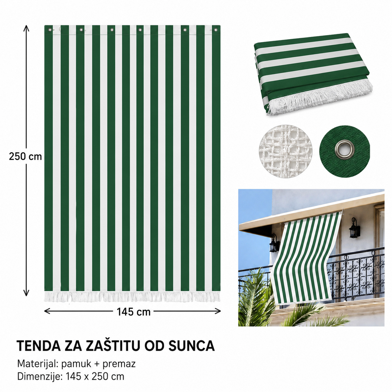 KMT Rolo zavesa zelena-bela 296789