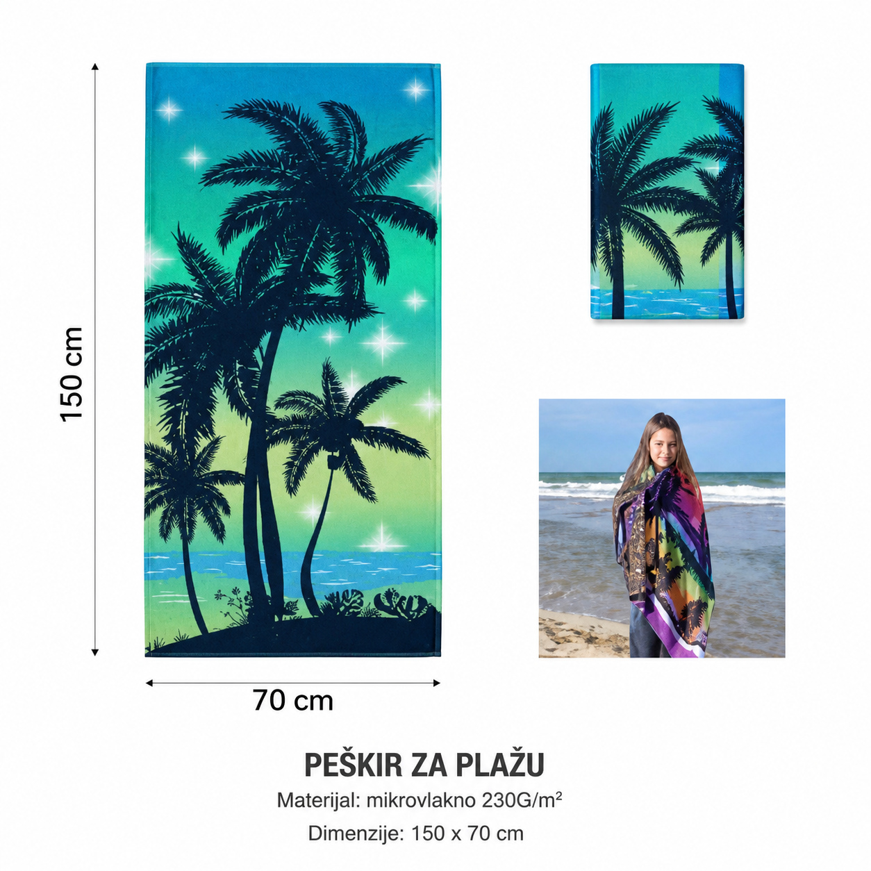 KMT Peškir za plažu sa printom palme 297106