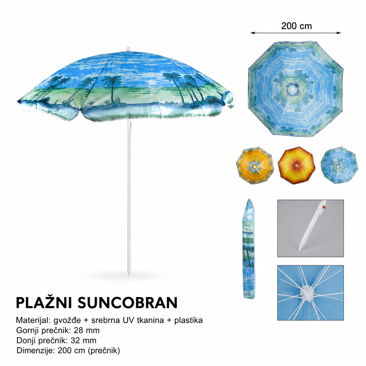 KMT Suncobran plažni vetar pun print 297329