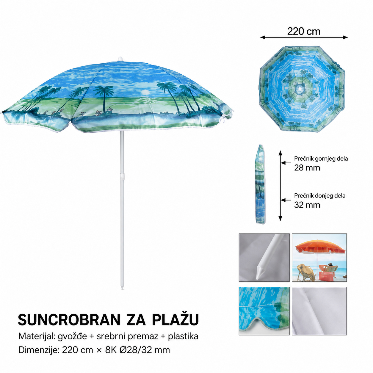 KMT Suncobran plažni vetar pun print 297330