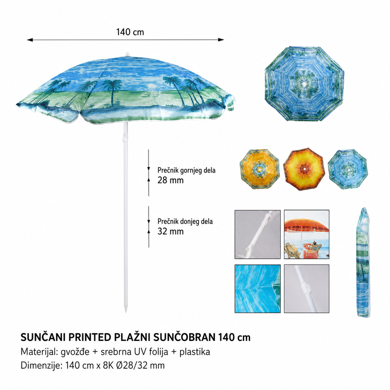 KMT Suncobran plažni vetar pun print 297493