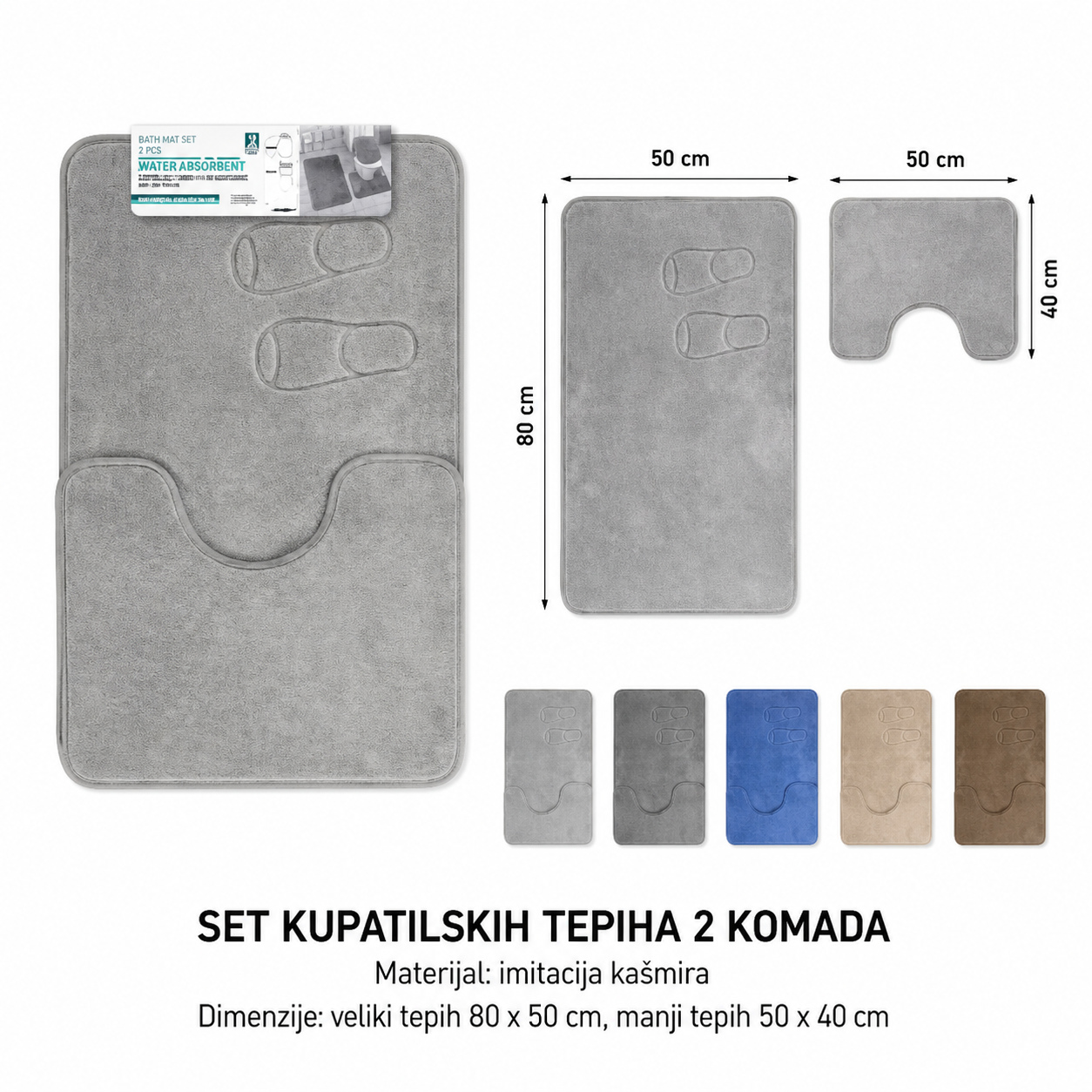 KMT Dvodelni komplet vezenih prostirki od veštačkog kašmira za toalet 298300