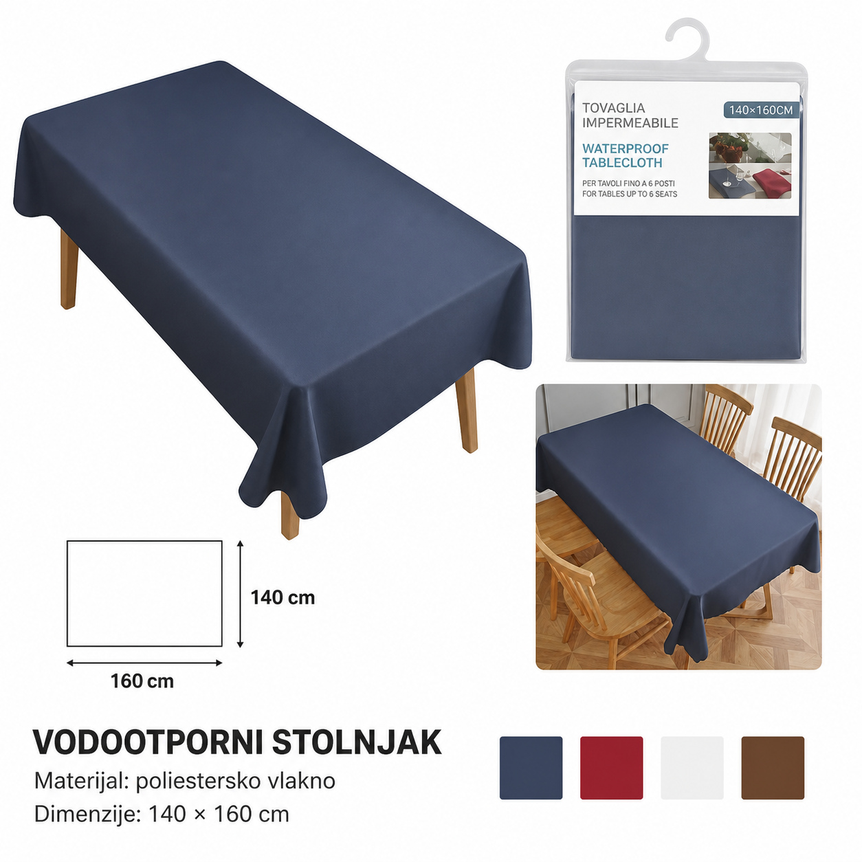 KMT Jednobojni vodootporni stolnjak sa čipkastim rubom 3210099