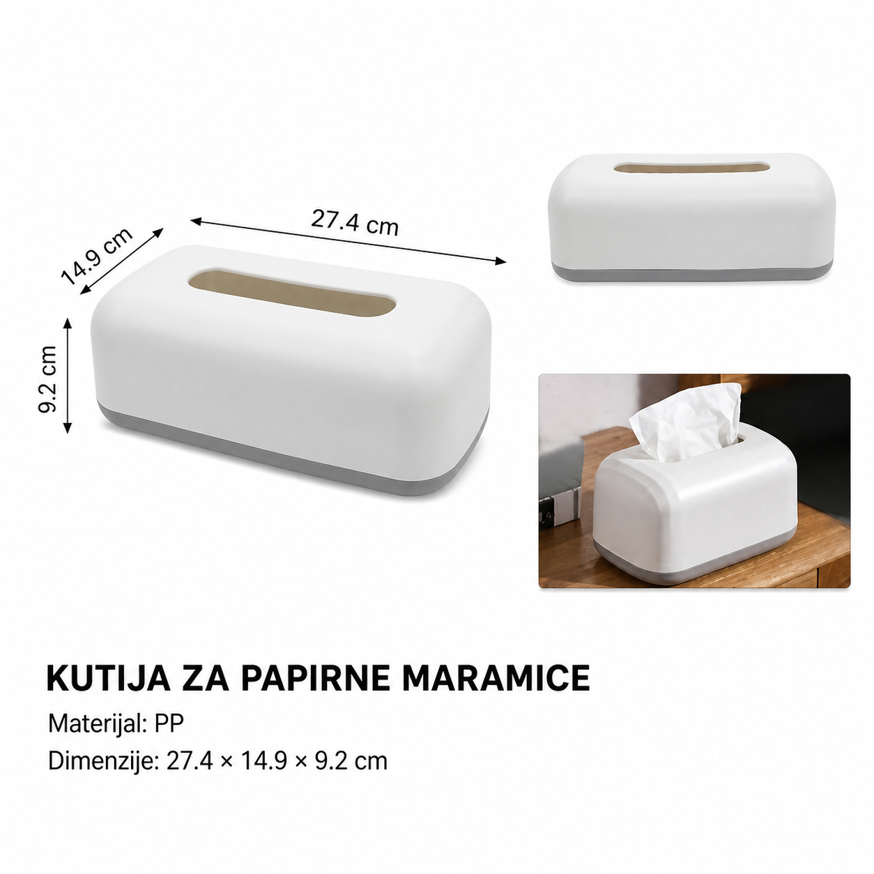 KMT Kvadratna kutija za maramice sa talasastim dezenom, bela 3213153
