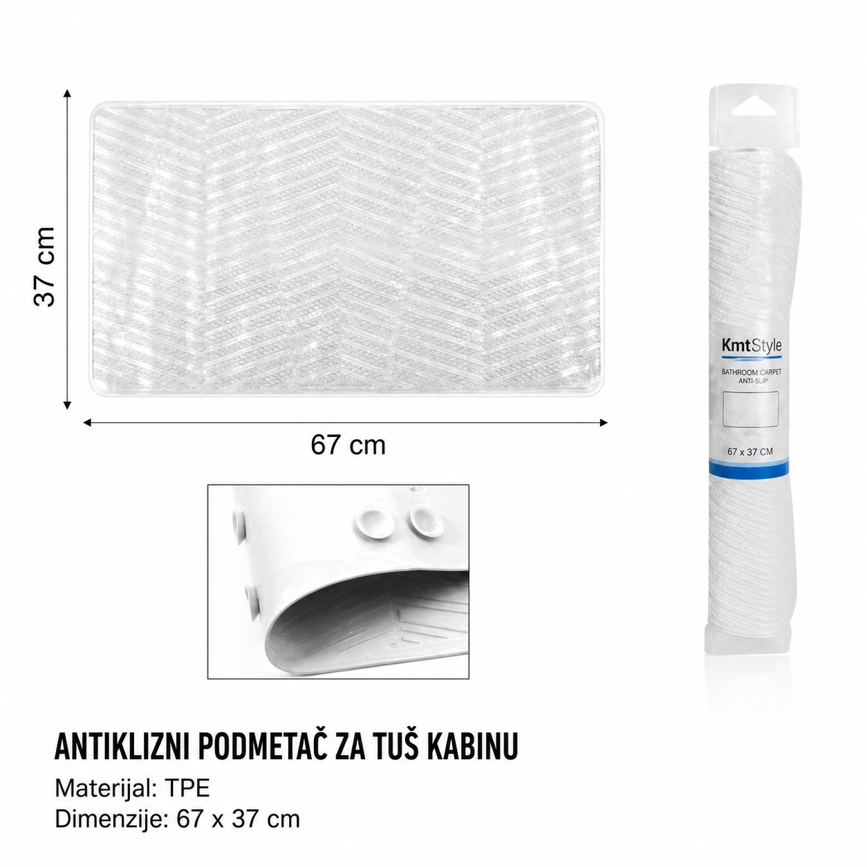 KMT Kvadratna prostirka za kupatilo, bela 3213160