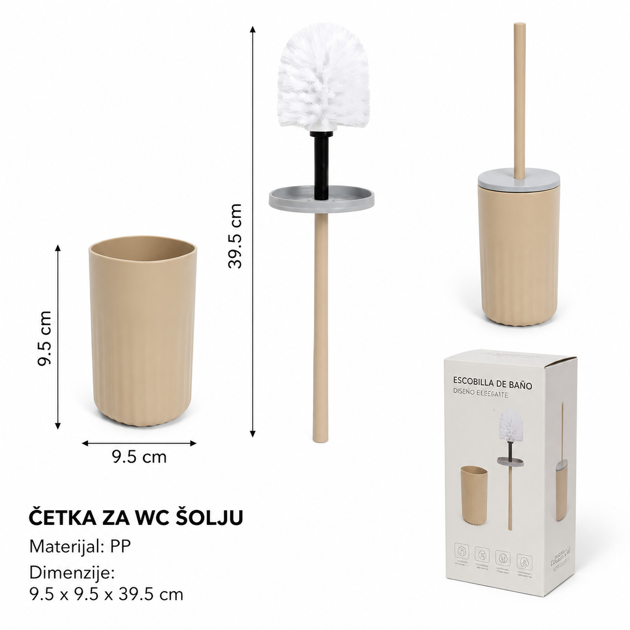 KMT Kvadratna WC četka sa talasastim dezenom, bež 3213179