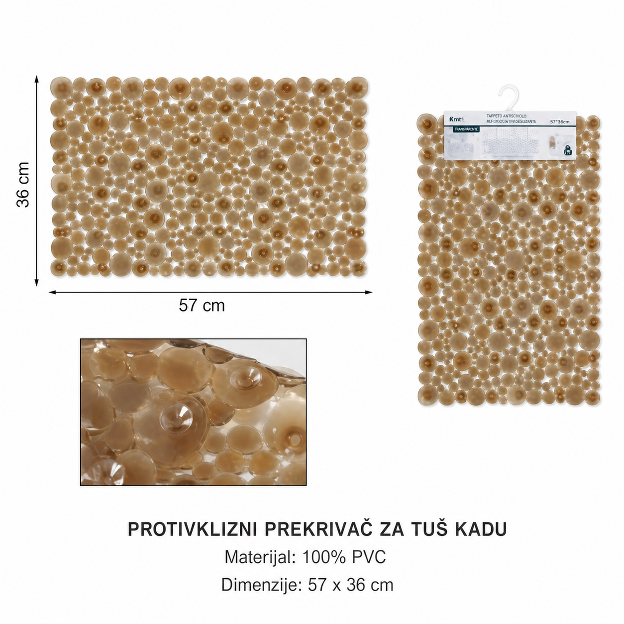 KMT Prozirna smeđa prostirka za kupanje na točkice 3280064