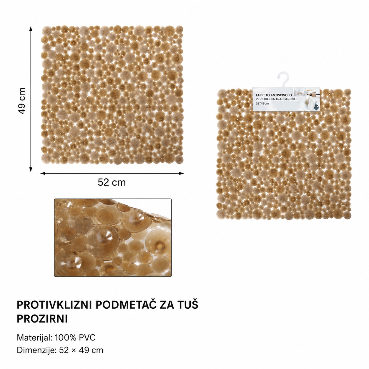 KMT Prozirna smeđa prostirka za kupanje na točkice 3280066