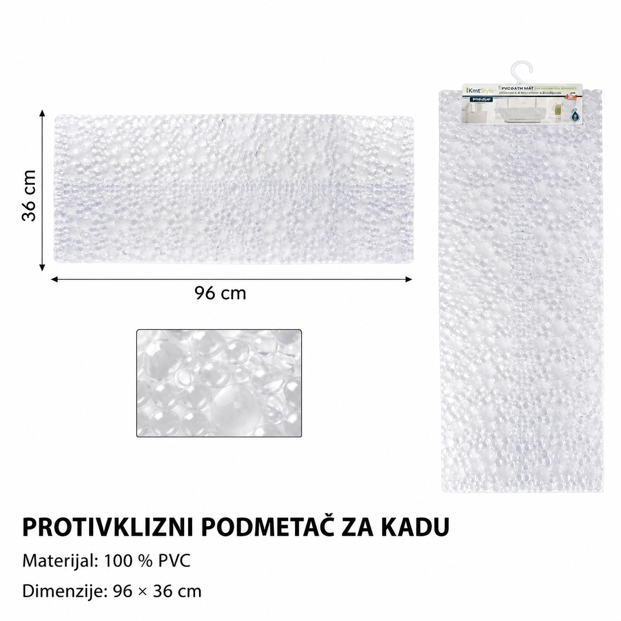 KMT Prozirna bela prostirka za kadu tačkice 3280075