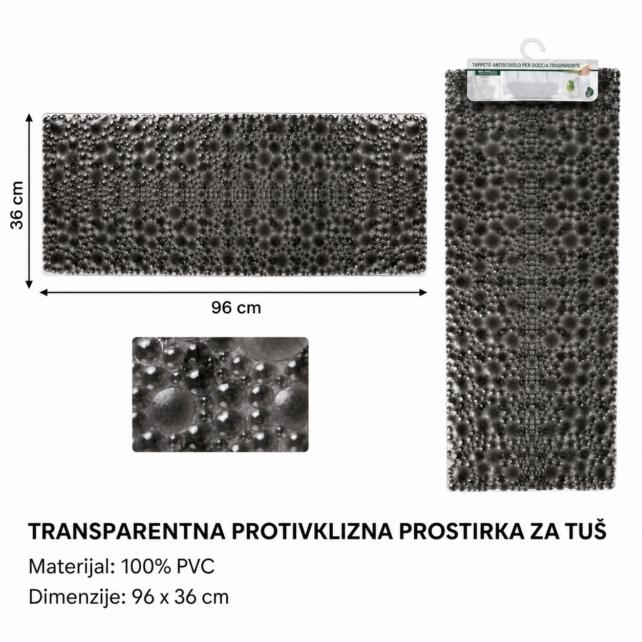KMT Prozirna crna podloga za kadu – tačkice 3280078