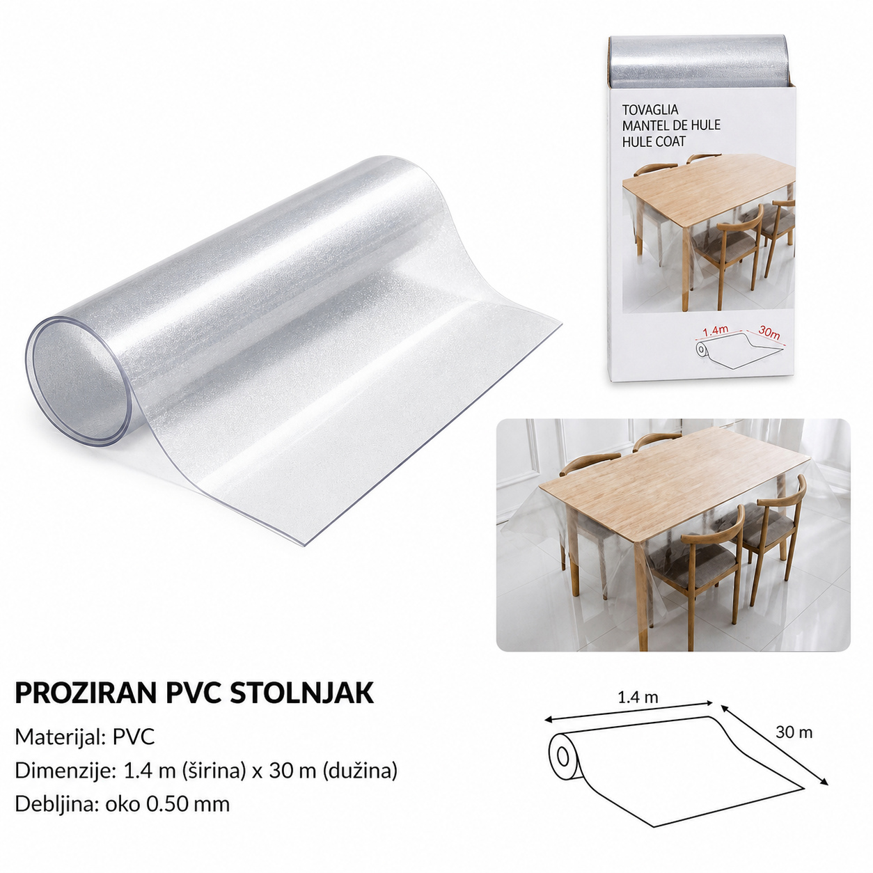 KMT Prozirni srebrno roze stolnjak 3283126