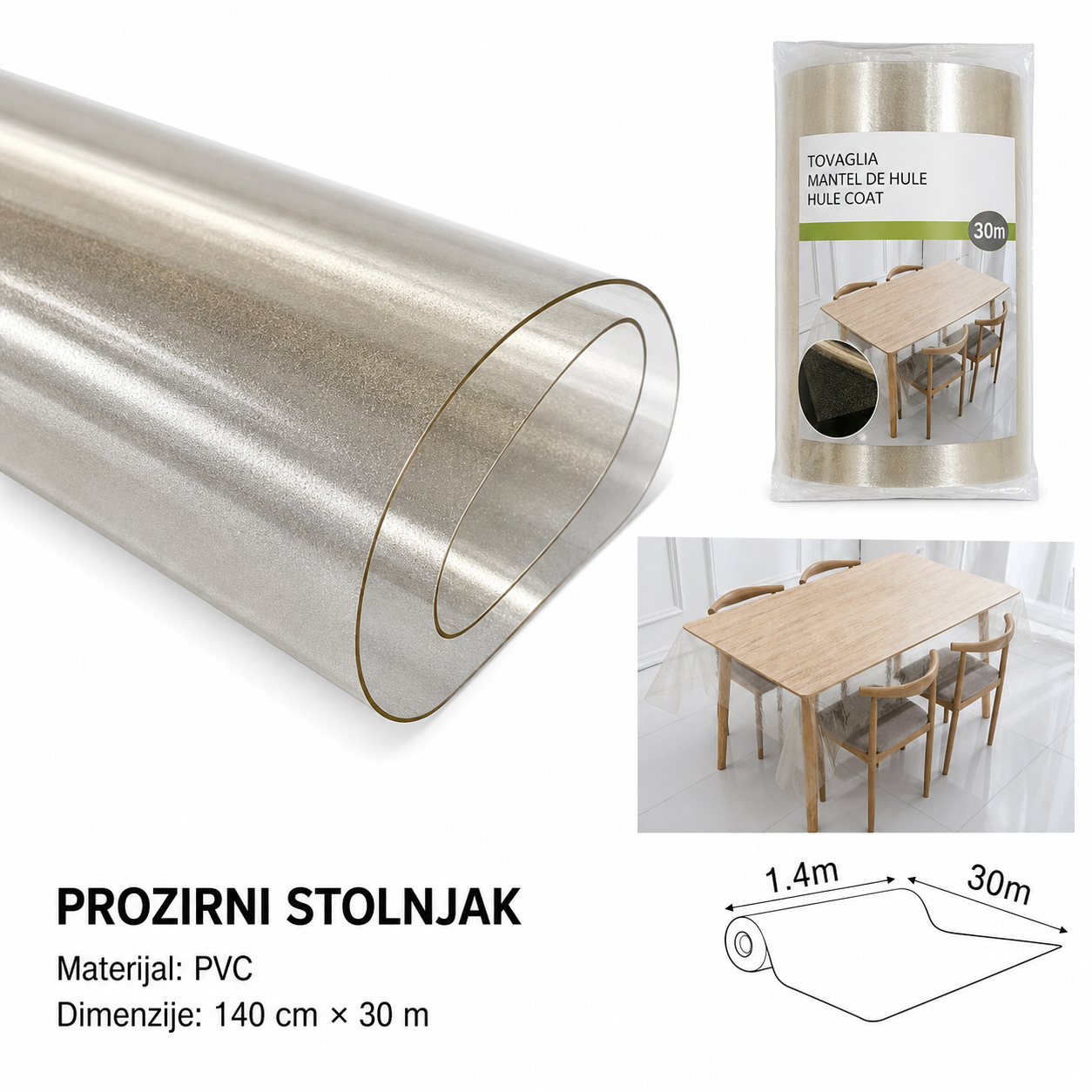 KMT Prozirni zlatni stolnjak u prahu 3283127