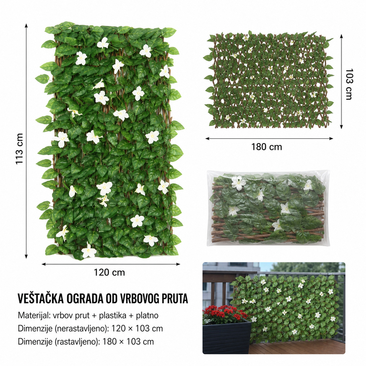 KMT Pleteni pruće veštačka ograda cvet 501231