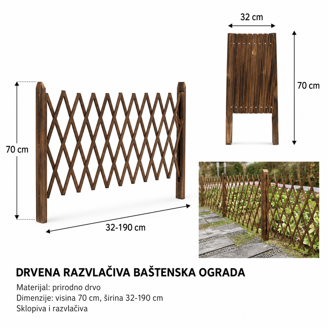 KMT Teleskopski drvena ograda 501966