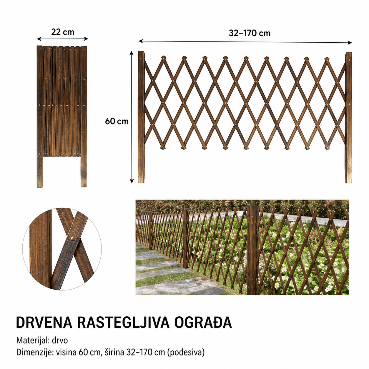 KMT Teleskopski drvena ograda 501967