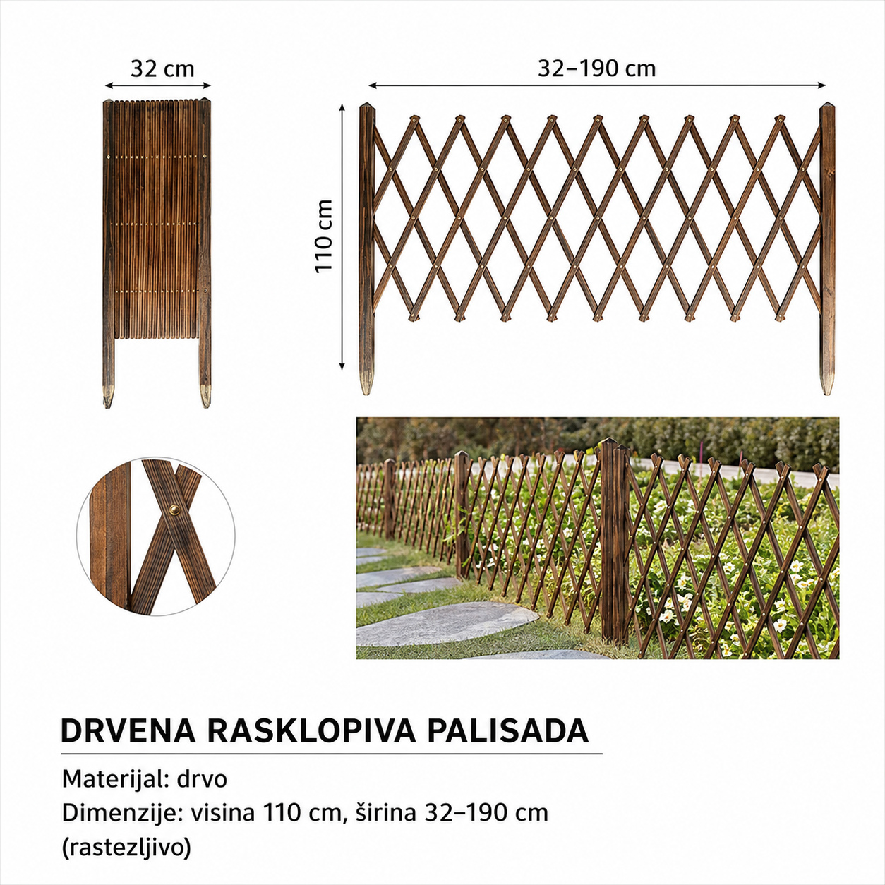 KMT Teleskopski drvena ograda 501968