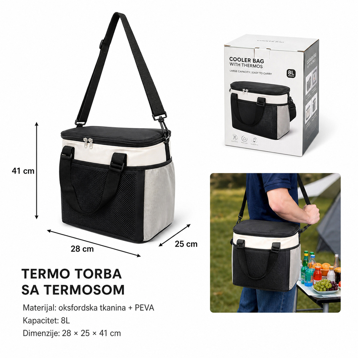 KMT Crni beli boja rashladna torba 502524
