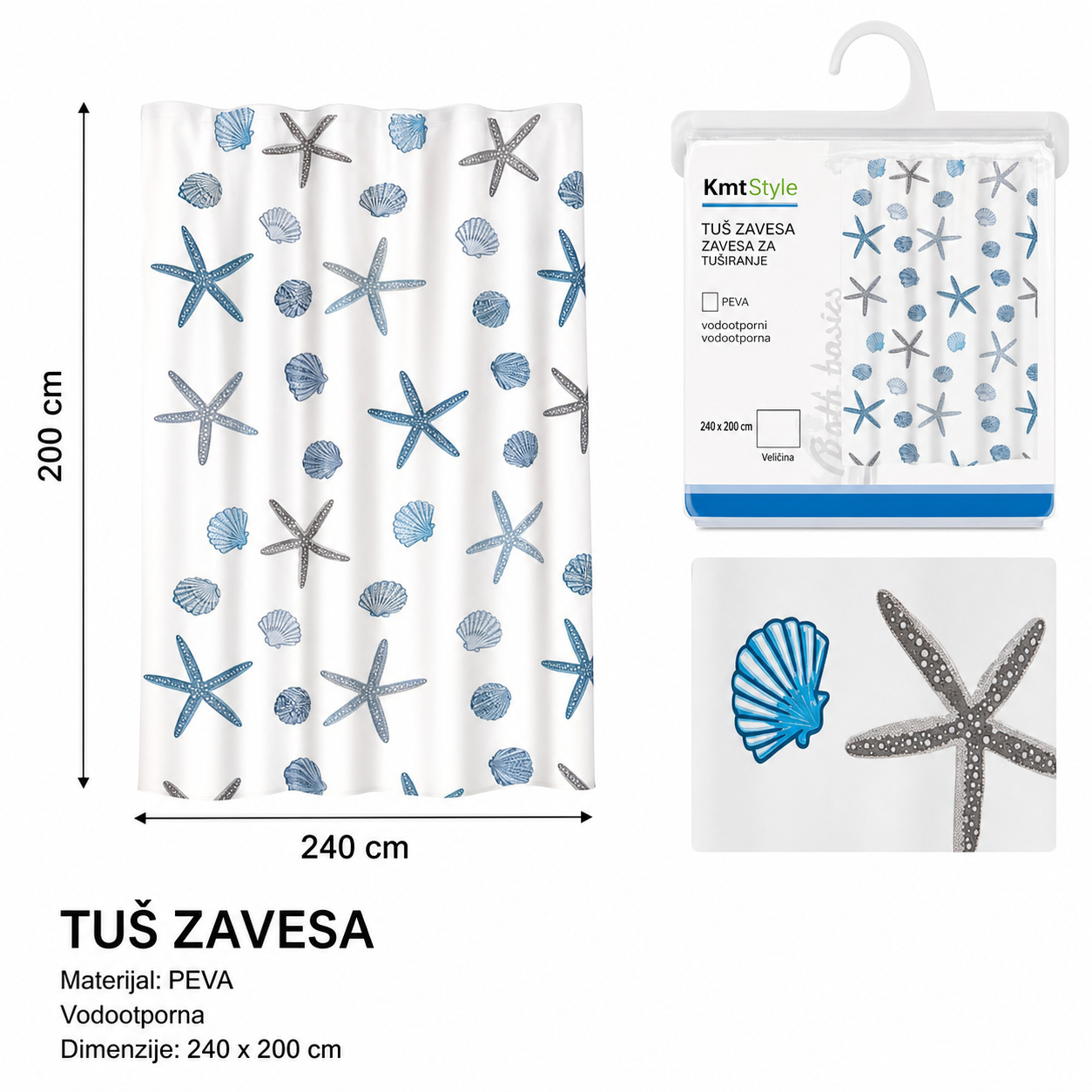 KMT Eva štampani dezen zavesa ručka u obliku školjke 5200607-A