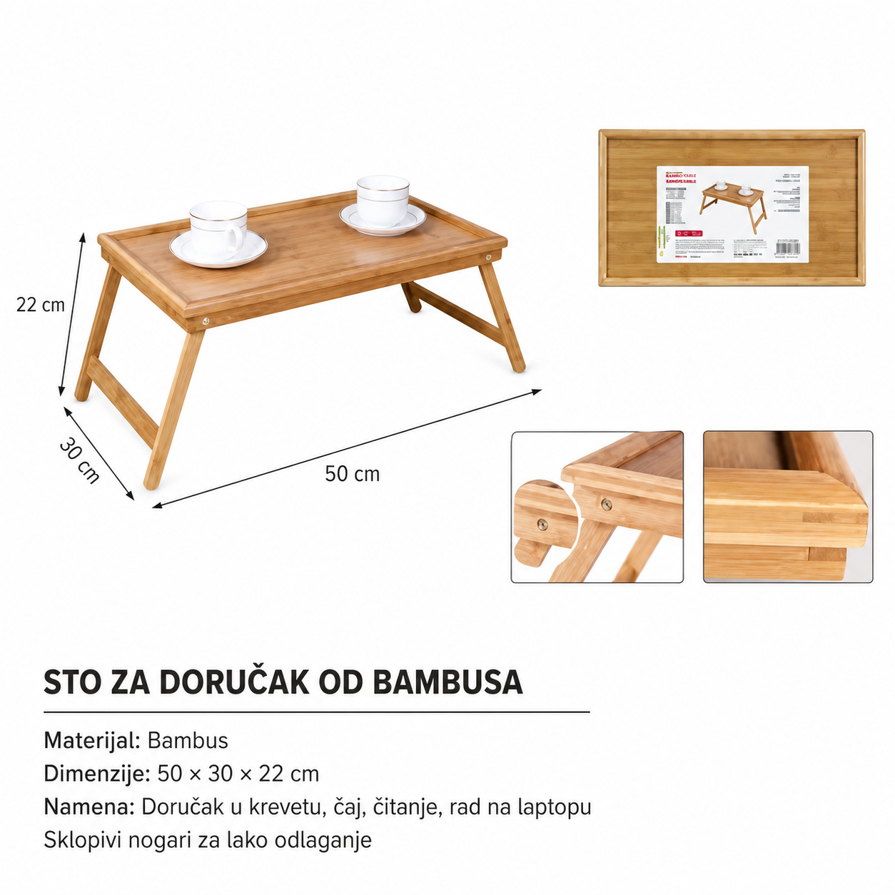KMT Bambusova cev prenosivi sklopivi sto 5403684