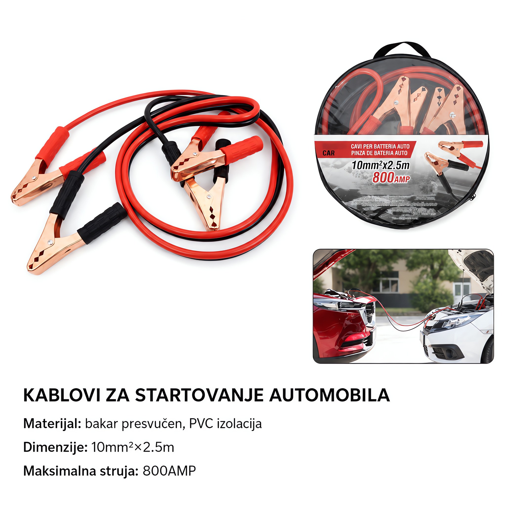 KMT Stezaljka za akumulator automobila crvena i crna žica 2000752-A