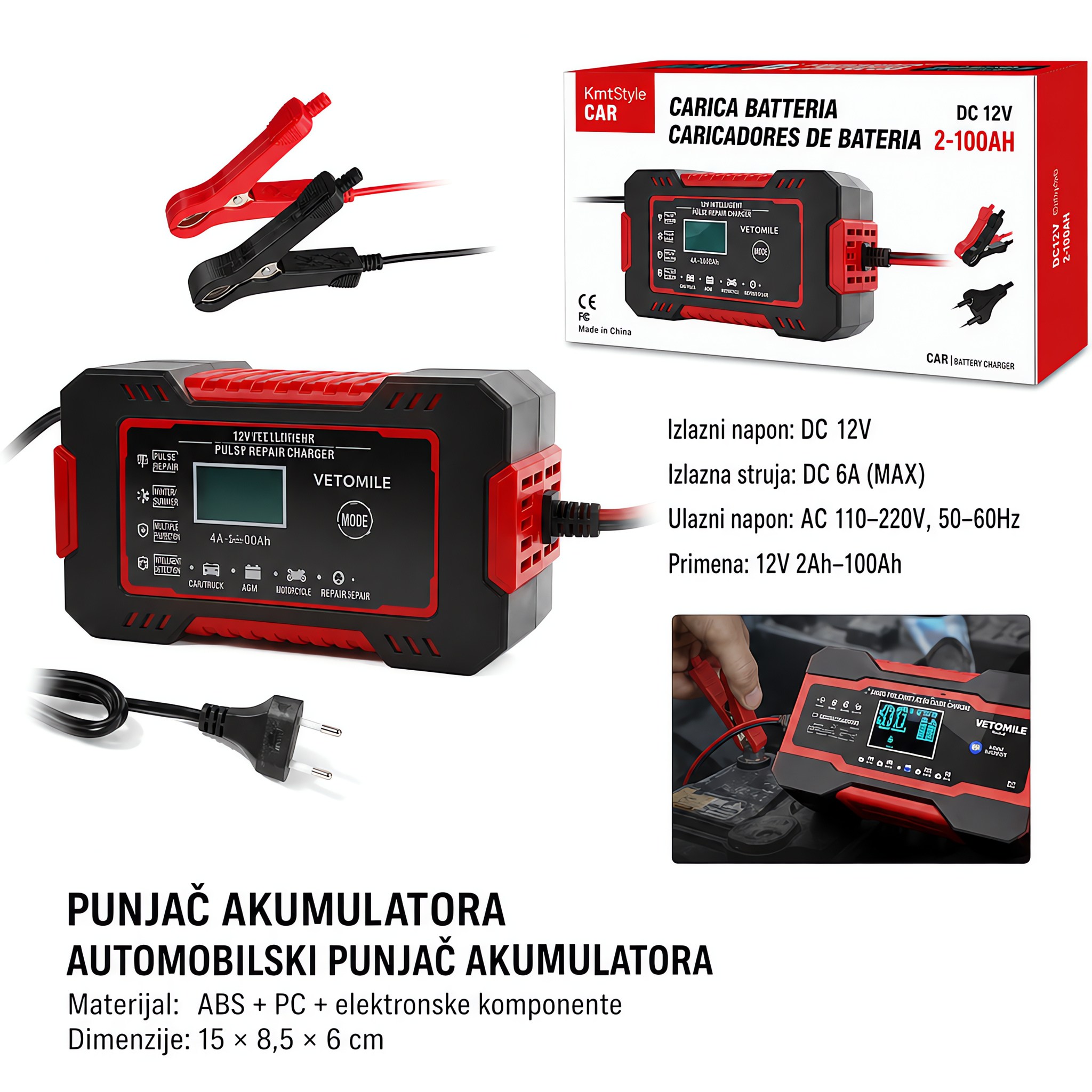 KMT Punjač za akumulator automobila, AC 2000760-A