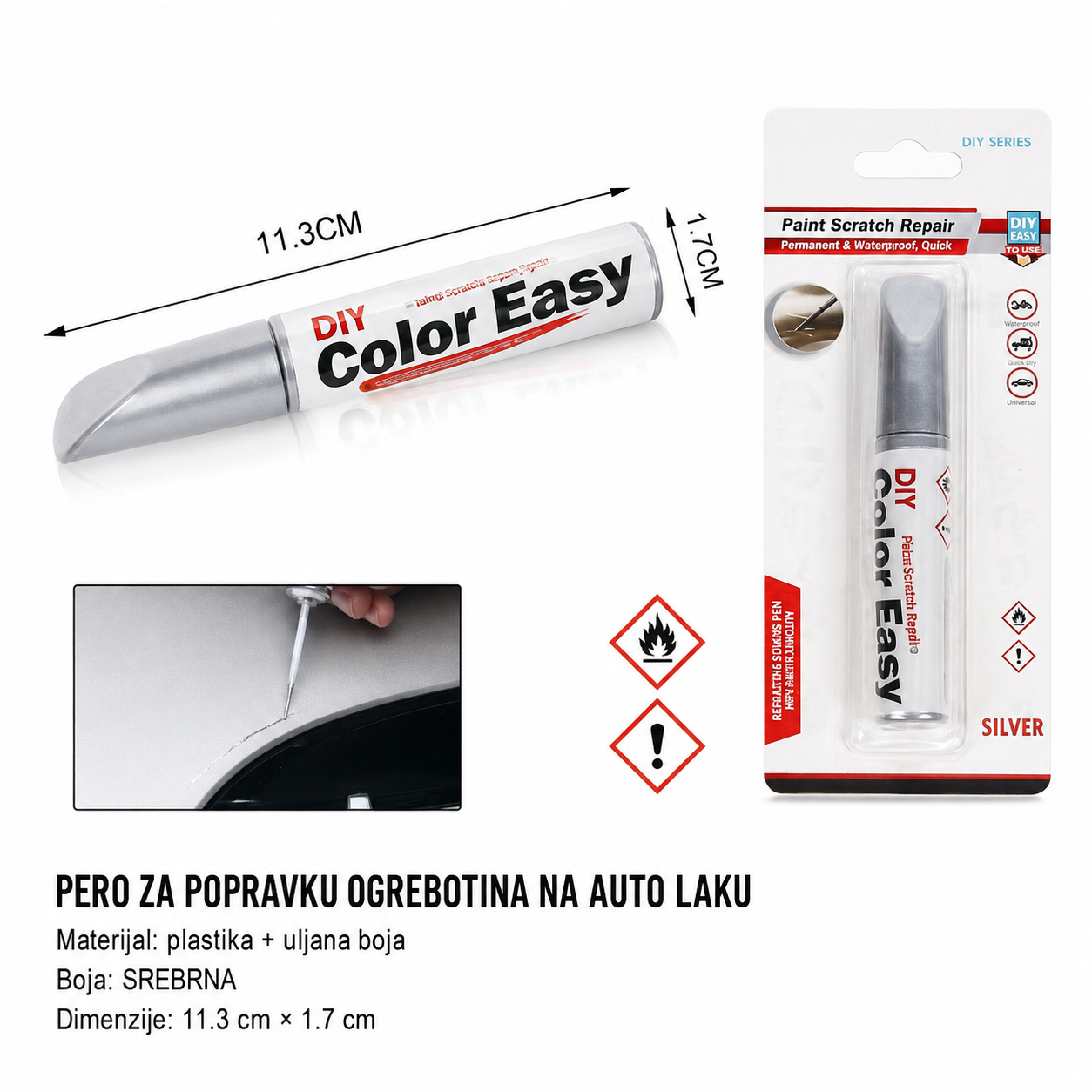 KMT Automobilska četkica za popravku farbe, srebrna 2000933