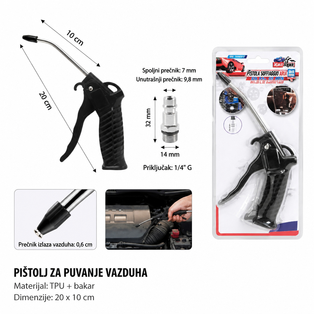 KMT Pneumatski pištolj za prašinu sa plastičnom drškom i velikim evropskim priključkom 2000957