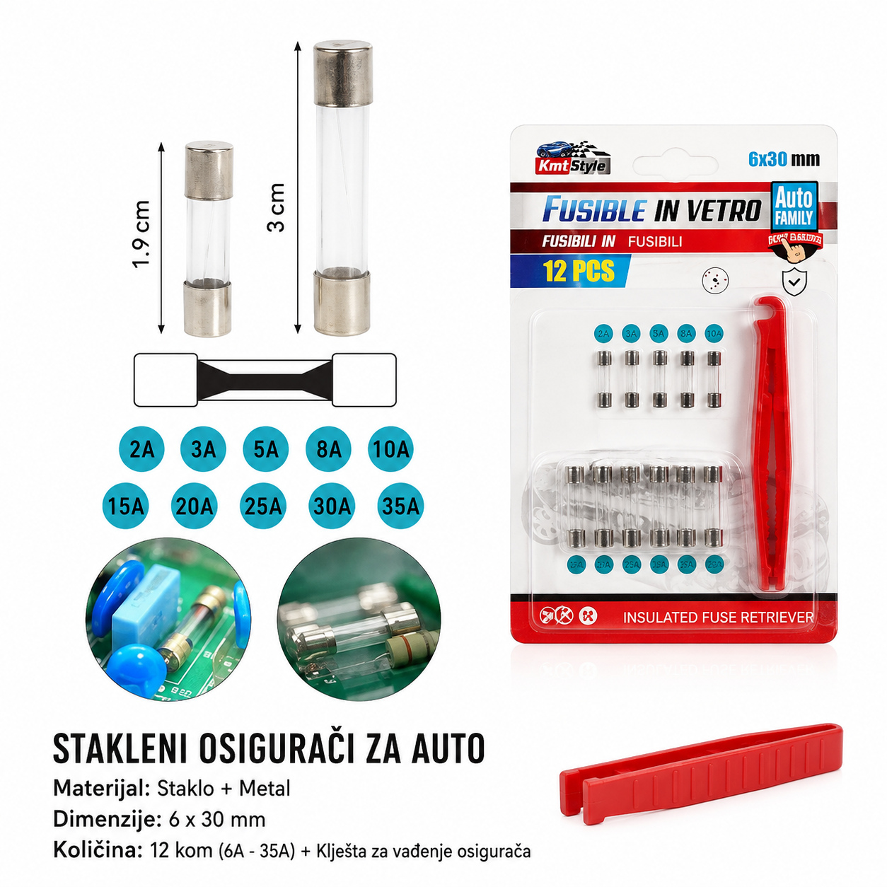 KMT Set staklenih osigurača 2001003