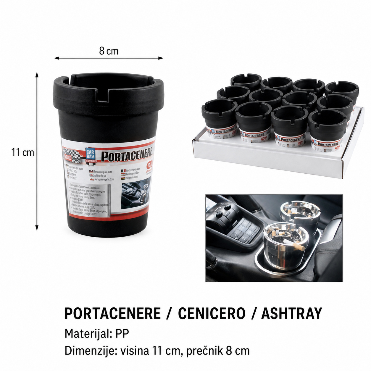 KMT Auto pepeljara crna 2001088