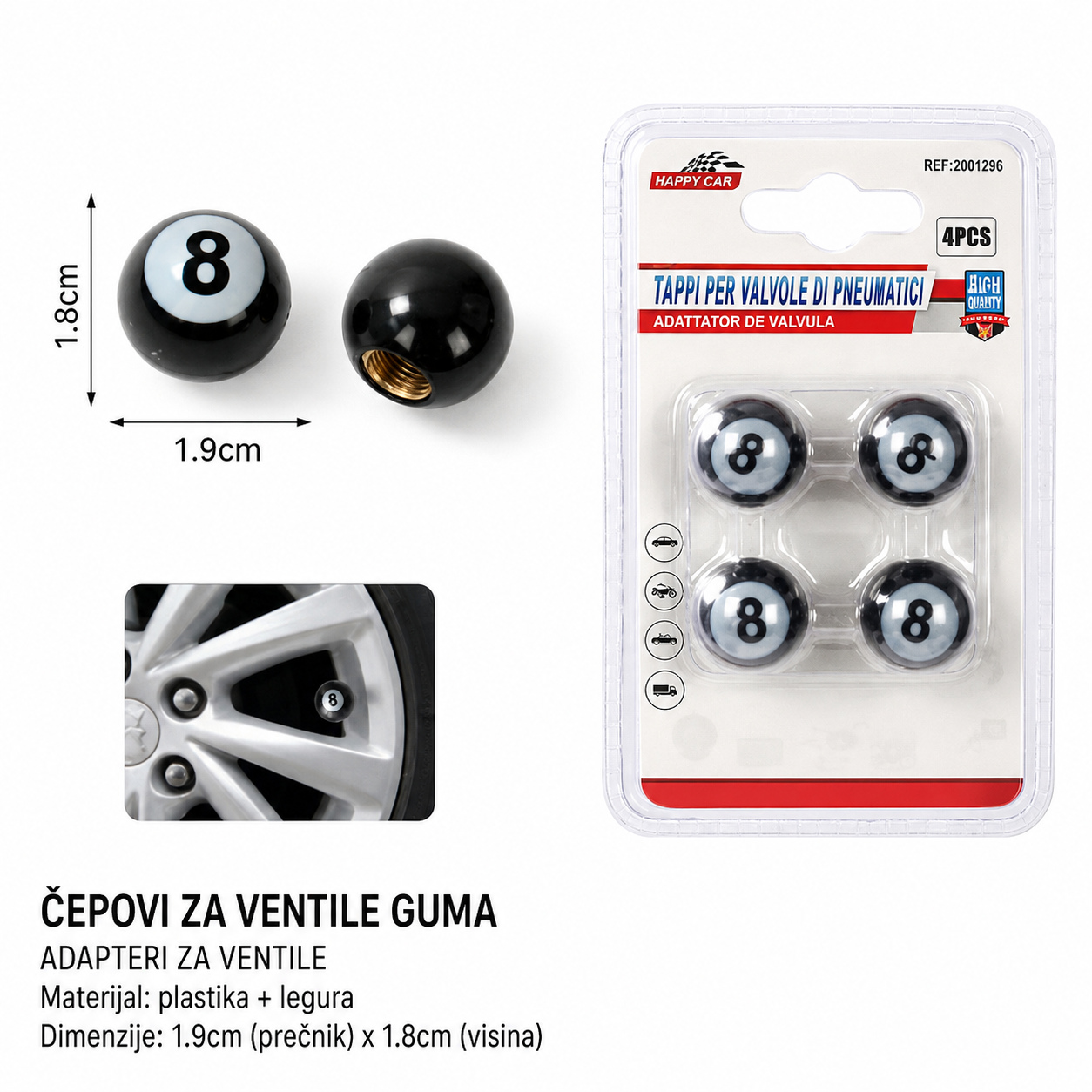 KMT Kapica za ventil crna 8 2001296