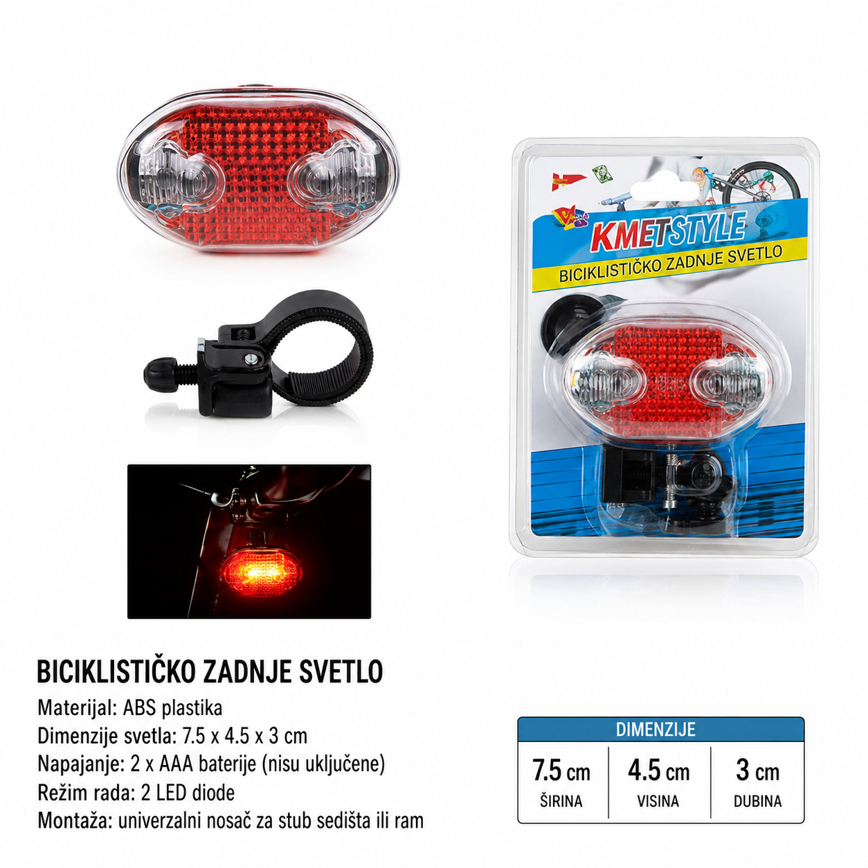 KMT LED zadnje svetlo za bicikl 2001366