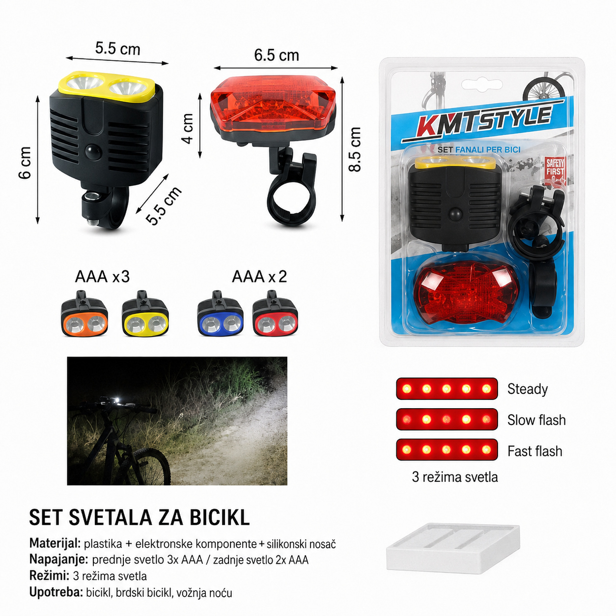 KMT Set svetla za bicikl 2001373