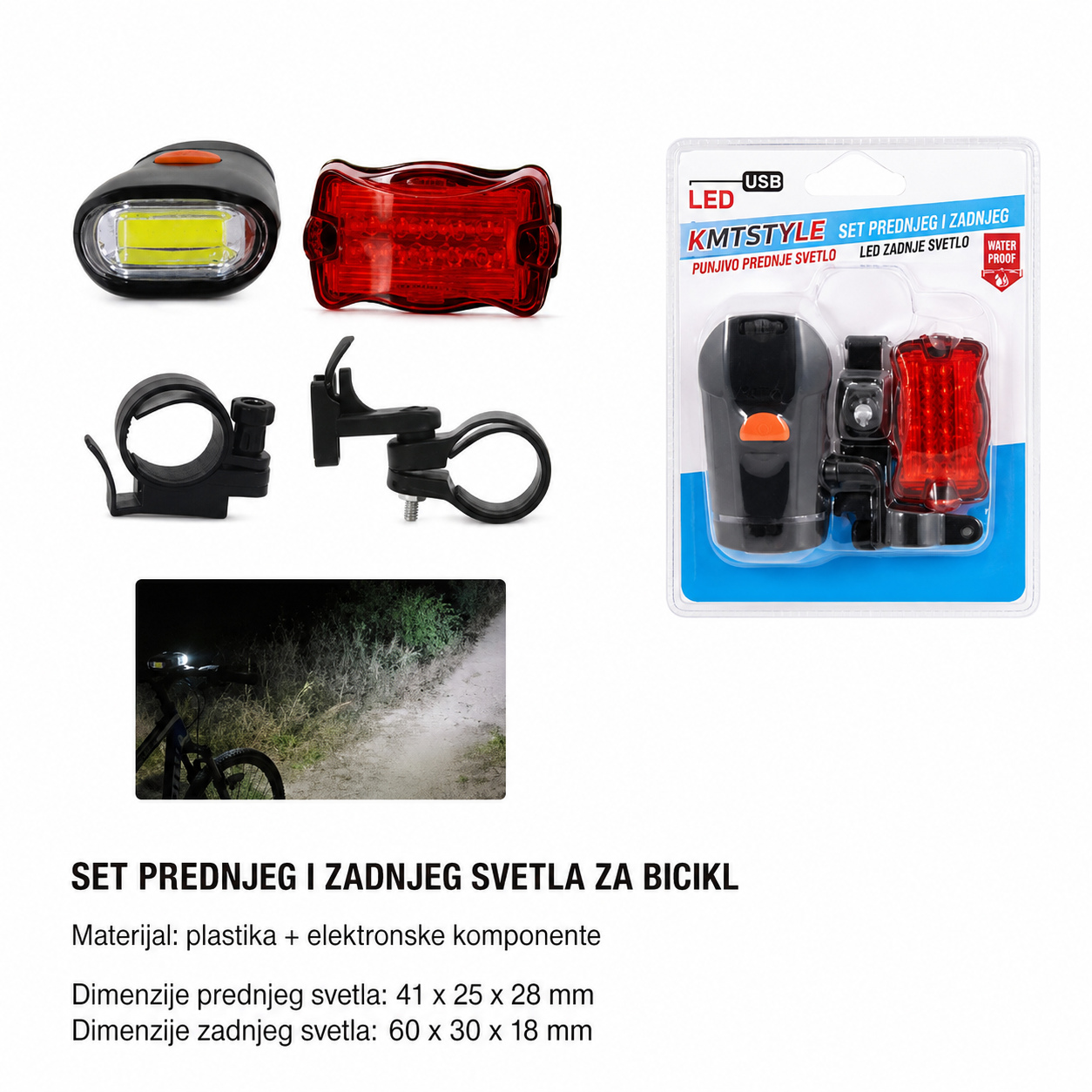 KMT Set prednjih i zadnjih svetala za bicikl 2001385