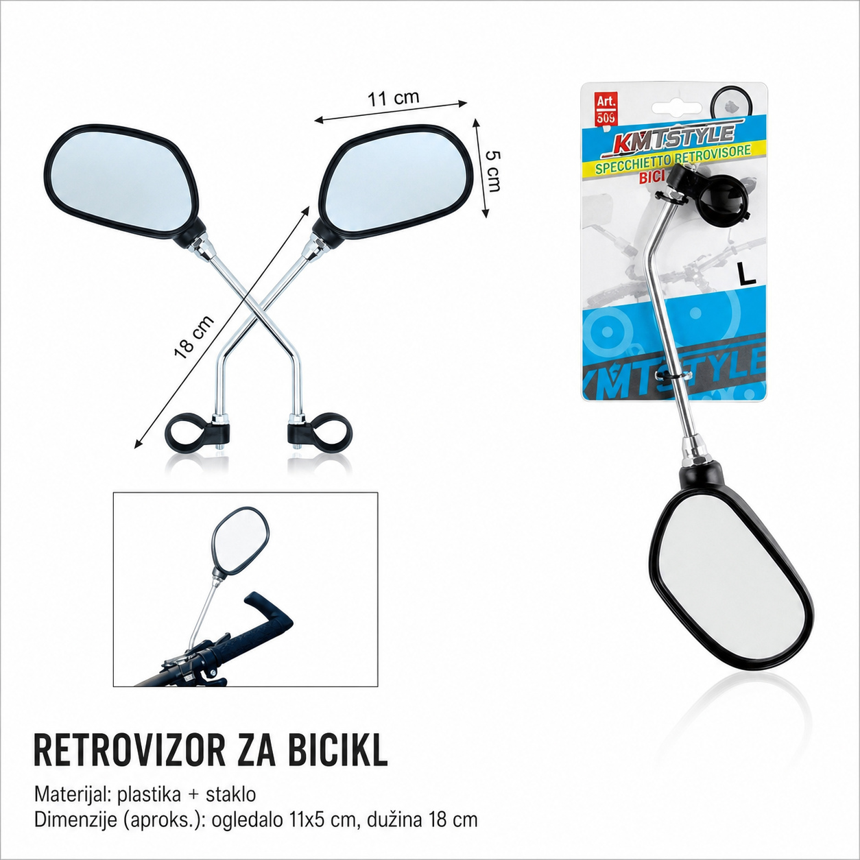 KMT Kvadratni retrovizor za bicikl 2001509